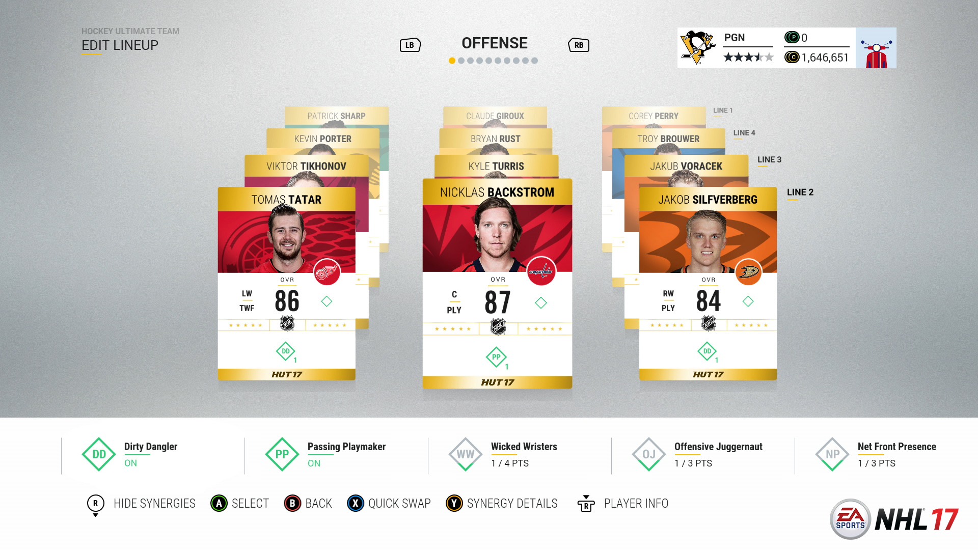 team wheel nhl 17