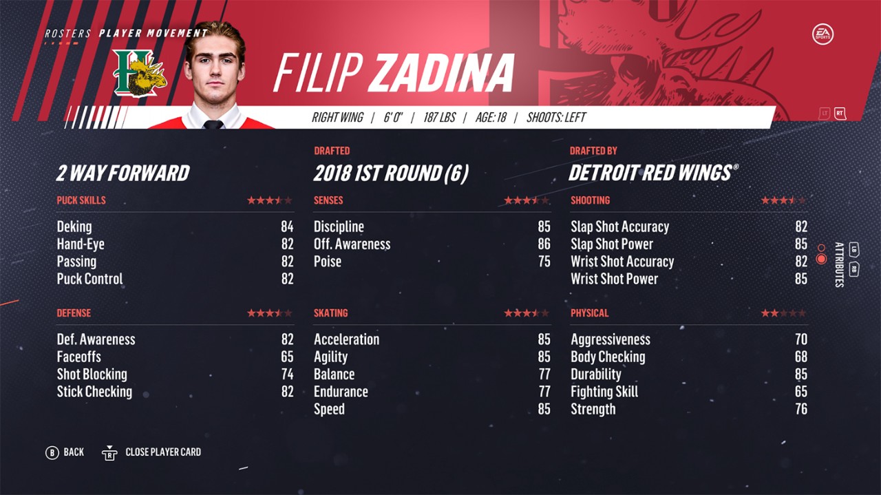 NHL® 19 Top 10 Rookies Ratings