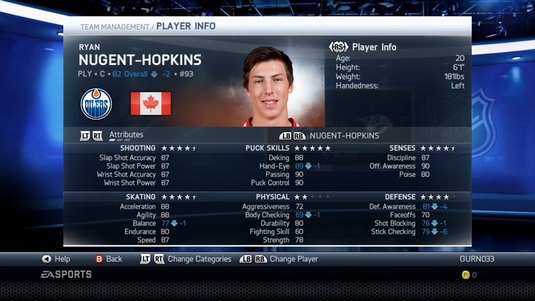 NHL 14 Dynamic Ratings Update 1