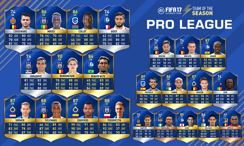 ベルギー プロリーグ シーズン最優秀チーム Fifa 17 Ultimate Team